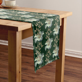 Hibiscus Flower Butterflies Pattern Short Table Runner