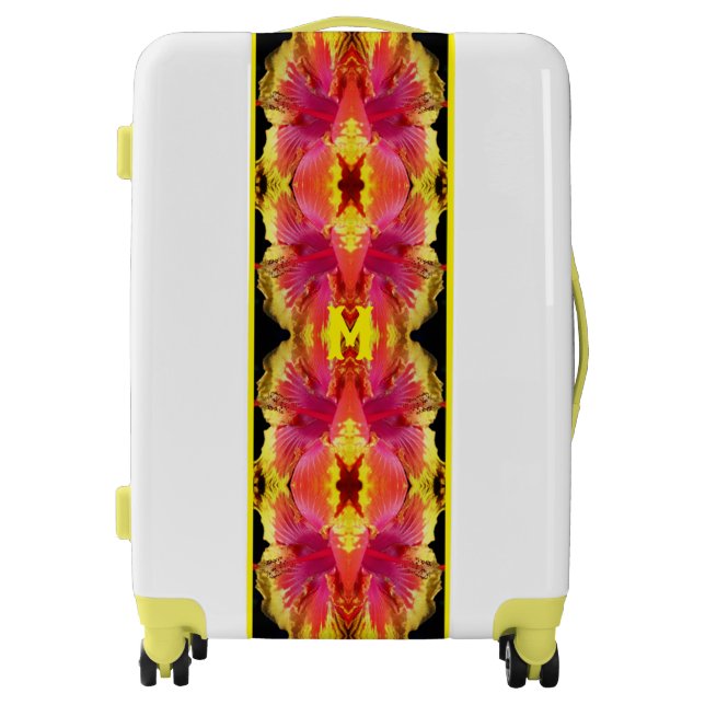 Hibiscus Flower Close Up Abstract Monogram Luggage (Front)