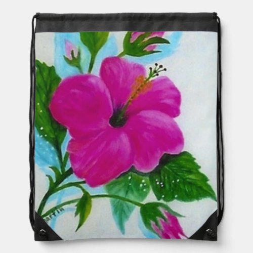 Hibiscus Flower Drawstring Bag
