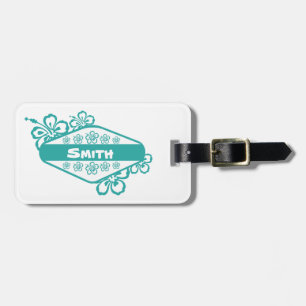 Hibiscus Flower Emblem Luggage Tag
