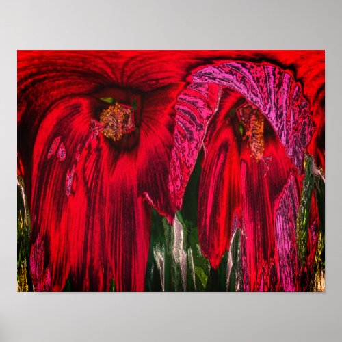 Hibiscus Flower Fantasy Floral Abstract  Poster