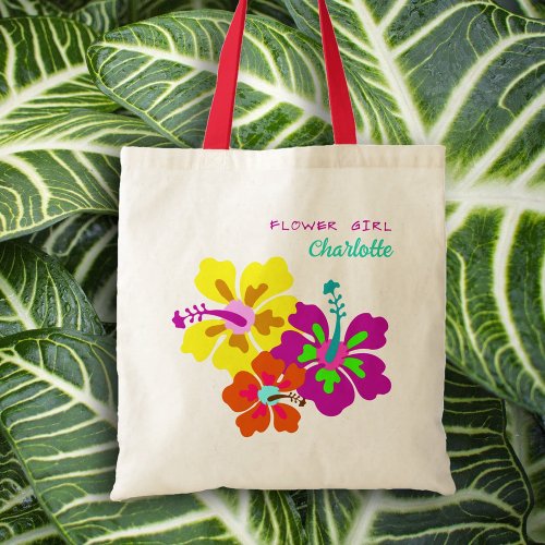 Hibiscus Flower Girl Bridal Party Personalized Tote Bag