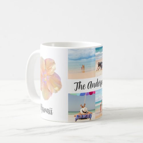 Hibiscus Flower Hawaii 4 Photo Family TripYear Coffee Mug