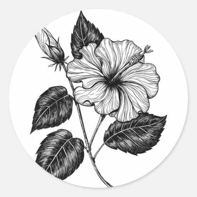 Hibiscus flower II Classic Round Sticker (Front)