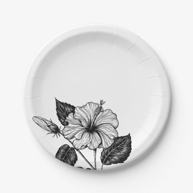 Hibiscus flower II Paper Plates (Front)