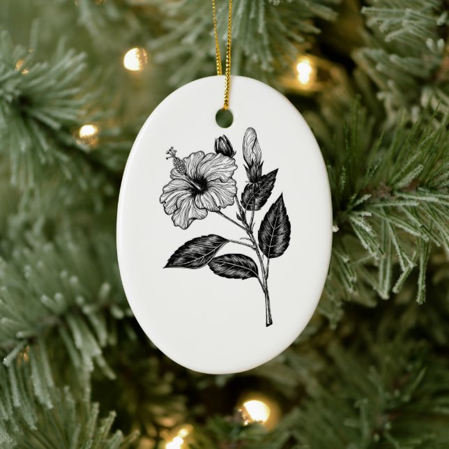 Hibiscus flower III Ceramic Ornament (Tree)