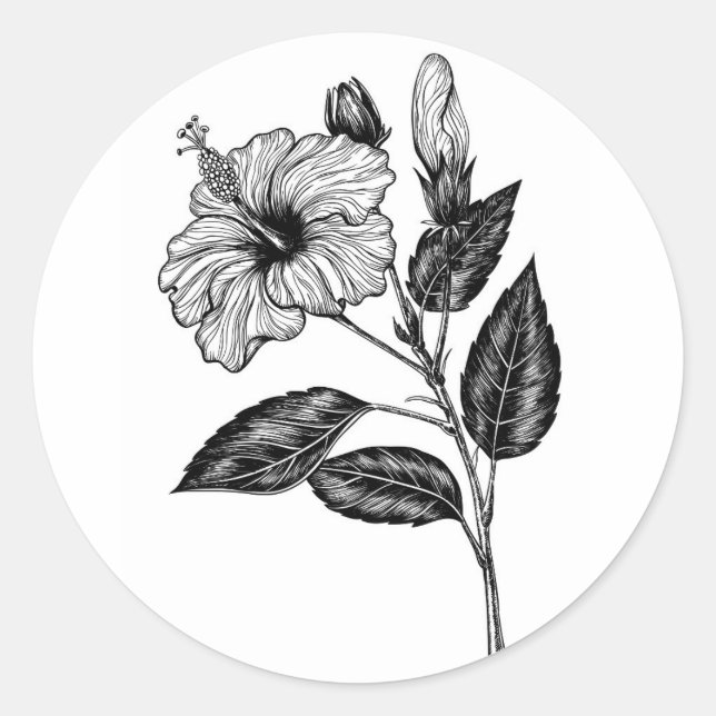Hibiscus flower III Classic Round Sticker (Front)