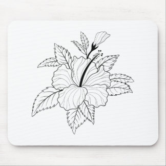Hibiscus Flower Illustration Mouse Pad