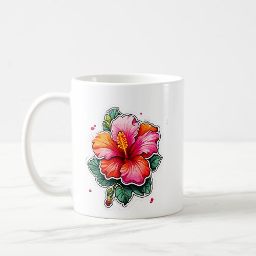 Hibiscus Flower In Bold Colors  Coffee Mug