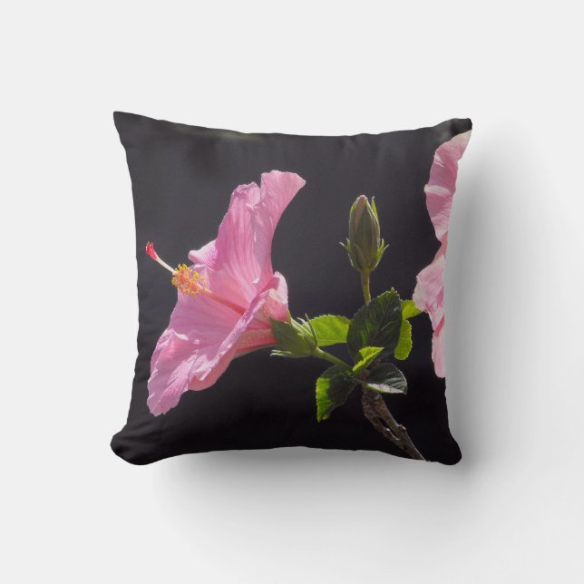 Hibiscus Flower in Profile Throw Pillow (Front)