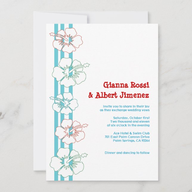 Hibiscus Flower Invitations | Wedding | Birthday (Front)