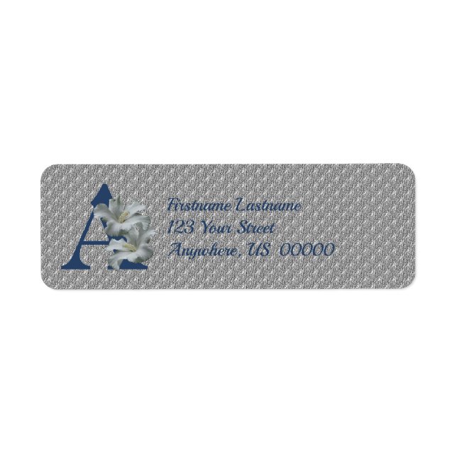 Hibiscus Flower Monogram Initial A Address Label (Front)