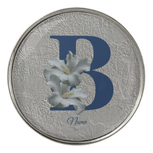 Hibiscus Flower Monogram Initial B Personalized Golf Ball Marker