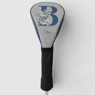 Hibiscus Flower Monogram Initial B Personalized Golf Head Cover