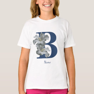 Hibiscus Flower Monogram Initial B Personalized T-Shirt