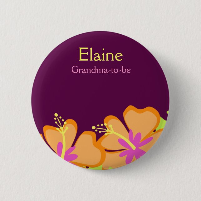 HIBISCUS FLOWER NAME TAG Personalized Button (Front)