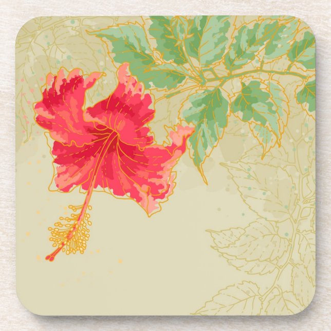 Hibiscus flower on toned background coaster (Front)