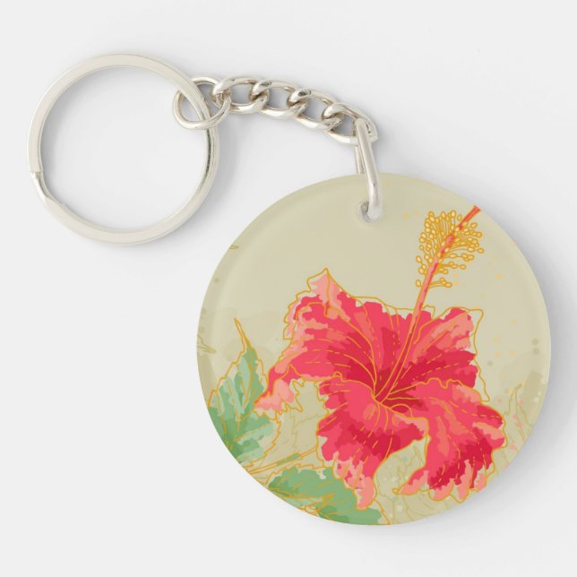 Hibiscus flower on toned background keychain (Front)