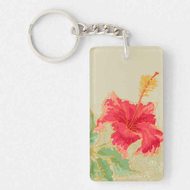 Hibiscus flower on toned background keychain (Front)