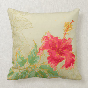 Hibiscus flower on toned background throw pillow