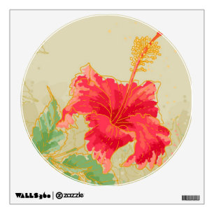 Hibiscus flower on toned background wall sticker