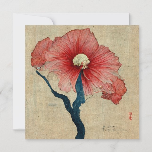 Hibiscus Flower Painting Invitation (Front)