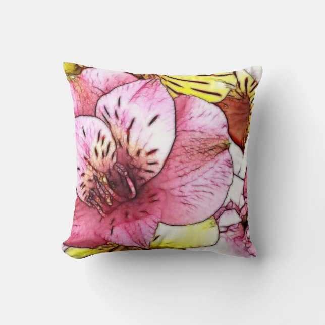 Hibiscus Flower Pastel Throw Pillow (Front)