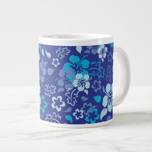 Hibiscus Flower Pattern Glass Jumbo Mug