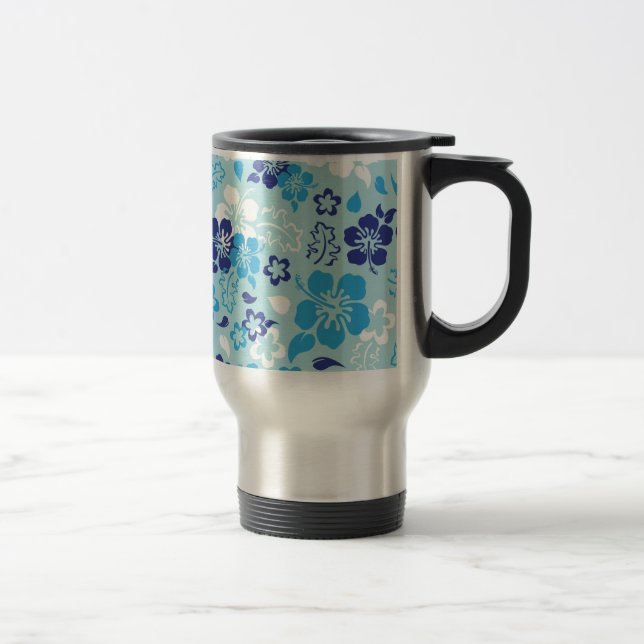 Hibiscus Flower Pattern Stainless Steel Travel Mug (Right)