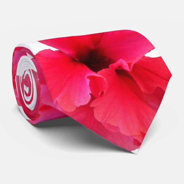 Hibiscus Flower Print Tie (Rolled)