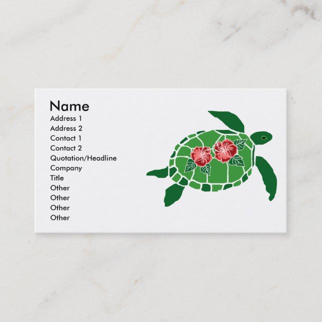 Hibiscus flower sea turtle business cards (Front)