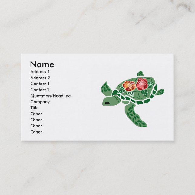 Hibiscus flower sea turtle business cards (Front)