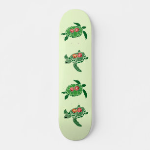 Hibiscus flower sea turtle skateboard deck