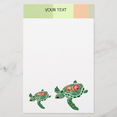 Hibiscus Flower Sea Turtle, Stationary Stationery