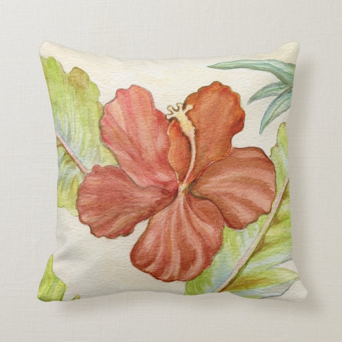 Hibiscus Flower Throw Pillow