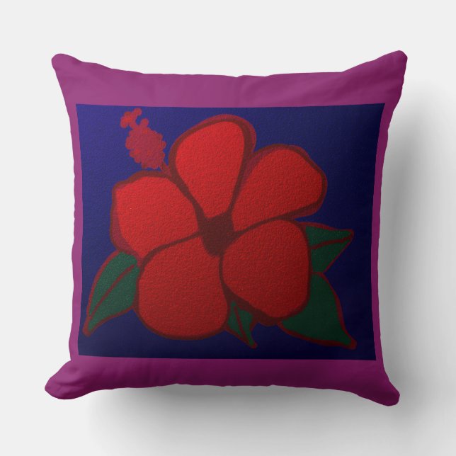 Hibiscus Flower Throw Pillow (Front)
