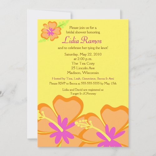 Hibiscus Flower Tropical 5x7 Bridal Shower Invite