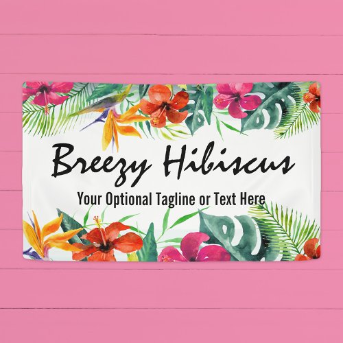 Hibiscus Flower Tropical Paradise Hawaiian Floral Banner