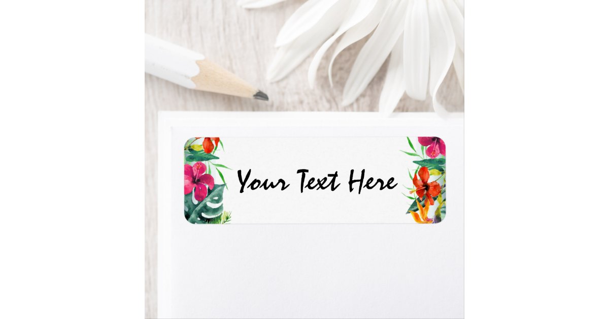 Hibiscus Flower Tropical Paradise Hawaiian Floral Label | Zazzle