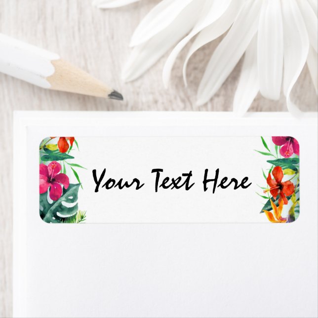Hibiscus Flower Tropical Paradise Hawaiian Floral Label (Insitu)