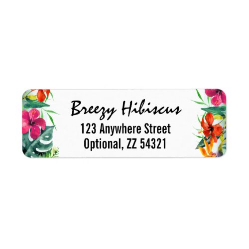 Hibiscus Flower Tropical Paradise Return Address Label