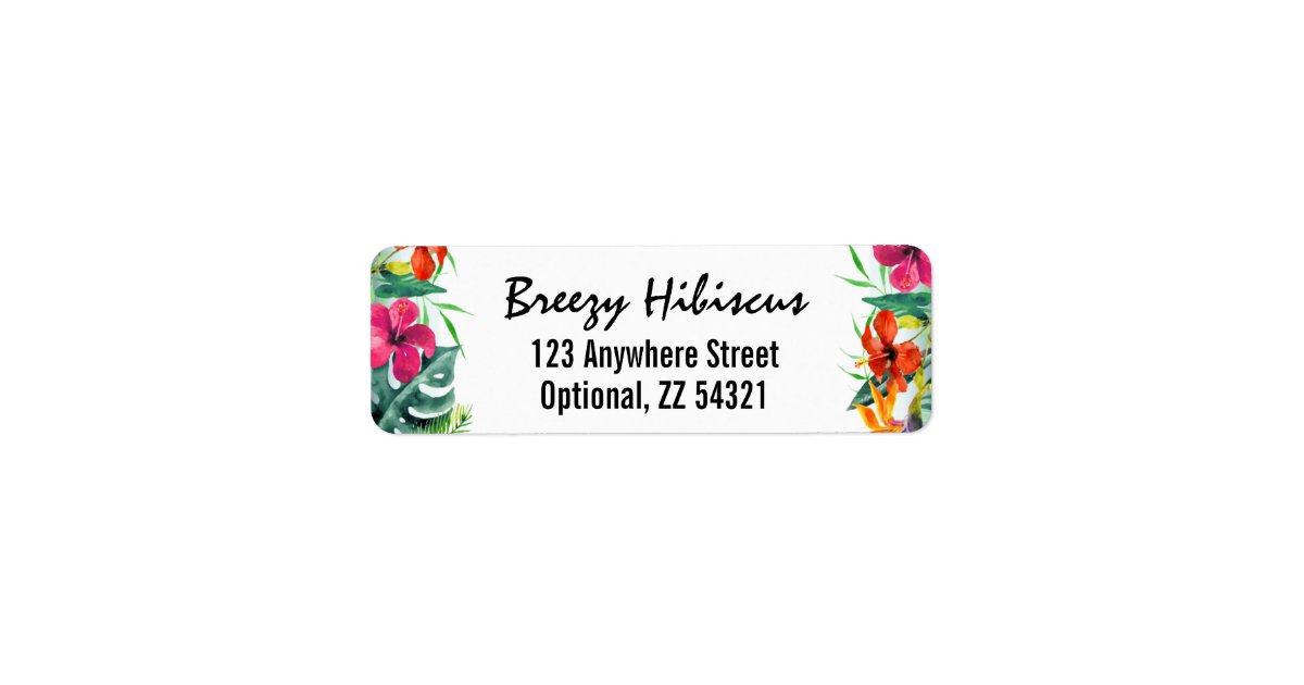 Hibiscus Flower Tropical Paradise Return Address Label | Zazzle