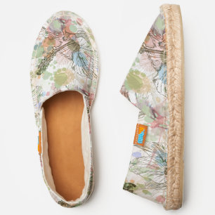 Hibiscus flower & watercolor background espadrilles