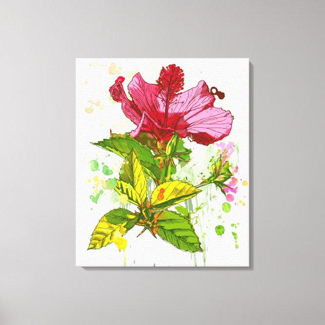 Hibiscus flower - watercolor paint 2 canvas print (Front)