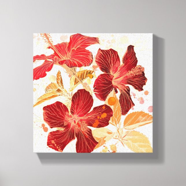 Hibiscus flower - watercolor paint canvas print (Front)