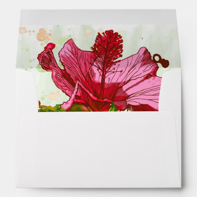 Hibiscus flower - watercolor paint envelope (Back (Bottom))
