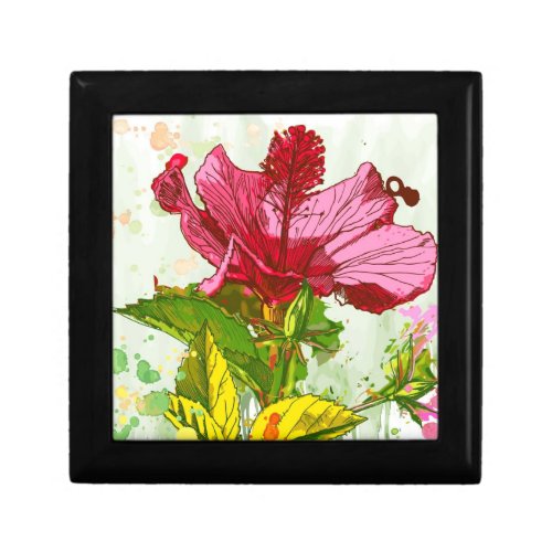 Hibiscus flower _ watercolor paint keepsake box