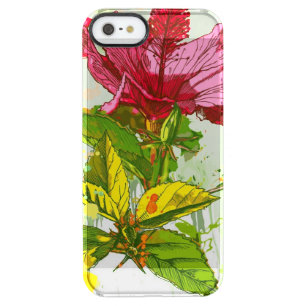 Hibiscus flower - watercolor paint clear iPhone SE/5/5s case