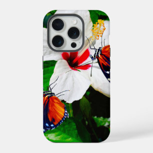 Hibiscus flower with 2 Tiger Longwing butterflies iPhone 15 Pro Case