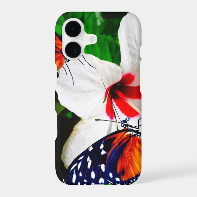 Hibiscus flower with 2 Tiger Longwing butterflies Samsung Galaxy Case (Back)